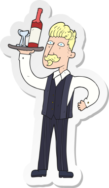 Bir insan tarafından çizilmiş bir çizgi film garsonunun çıkartması.