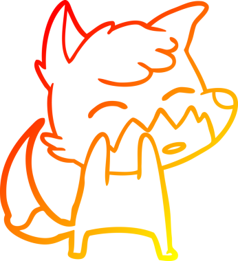 Bir insan tarafından çizilmiş bir tilkinin sıcak çizgi çizimi