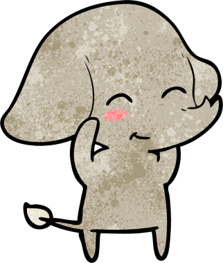 Bir insan tarafından çizilmiş şirin bir fil.