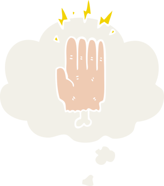 Bir insan tarafından çizilmiş düşünce baloncuklu cadılar bayramı sihir eli.