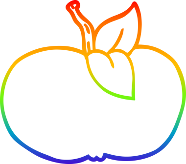 Bir insan tarafından çizilmiş sulu bir elmanın çizgi çizimi.