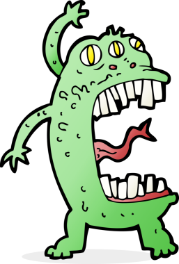 Bir insan tarafından çizilmiş çılgın bir canavar.