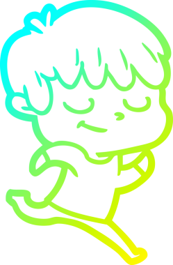 Bir çizgi film karakteri çizen soğuk çizgi bir insan tarafından çizilmiş mutlu çocuk.