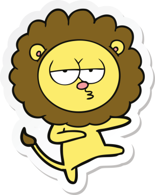 Bir insan tarafından çizilmiş ve canı sıkılan bir aslanın çıkartması.