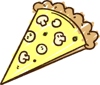 Bir insan tarafından çizilmiş mantarlı pizza tebeşiri.