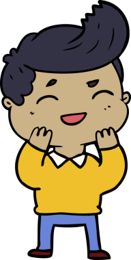 Bir insan tarafından çizilmiş gülen çizgi film adamı.