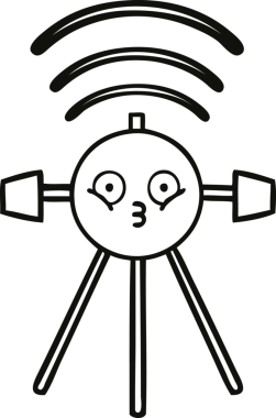 Bir insan tarafından çizilmiş bir uydu karikatürü.