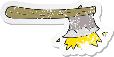 Bir insan tarafından çizilmiş baltanın gerilmiş çıkartması.