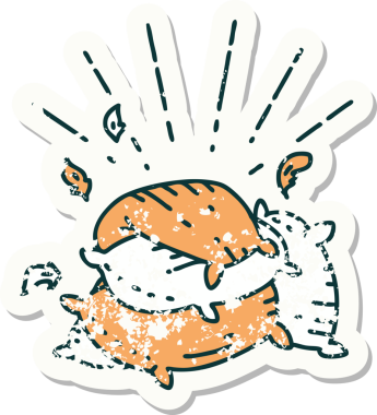 Bir insan tarafından çizilmiş eski bir dövme stili yastık yığını.