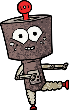 Bir insan tarafından çizilmiş mutlu robot çizimi