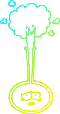 Bir çizgi filmin soğuk gradyan çizimi bir insan tarafından çizilmiş yorgun bilimsel bir deney.