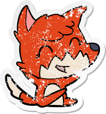 Bir insan tarafından çizilmiş mutlu bir tilkinin sıkıntılı çıkartması.