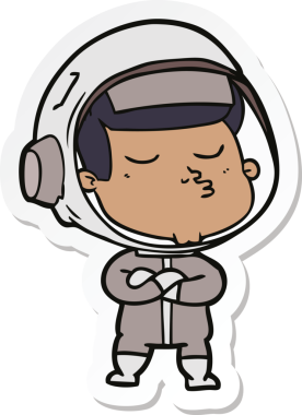 Bir insan tarafından çizilmiş kendine güvenen bir astronotun çıkartması.