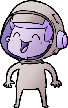 Bir insan tarafından çizilmiş mutlu astronot çizgi filmi.