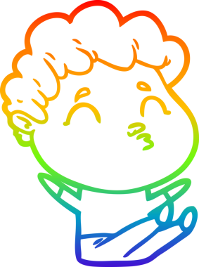 Gökkuşağı gradyan çizgi çizimi bir insan tarafından çizilen bir çizgi film adamı