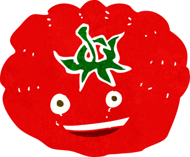 Bir insan tarafından çizilmiş domates çizgi filmi.