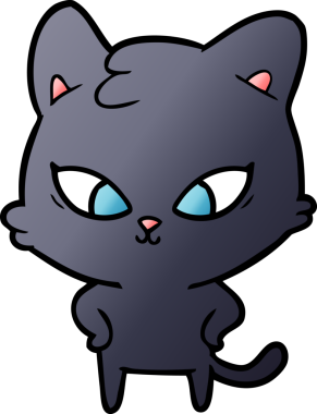 Bir insan tarafından çizilmiş sevimli çizgi film kedisi.