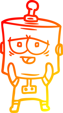 Bir insan tarafından çizilen çizgi film robotunun sıcak çizgi çizimi