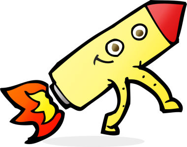 bir insan tarafından çizilmiş mutlu bir roket.