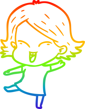 gökkuşağı gradyan çizimi mutlu bir çizgi film kızı bir insan tarafından çizildi