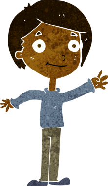 Bir insan tarafından çizilmiş mutlu çocuk çizgi filmi.