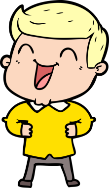 Bir insan tarafından çizilmiş gülen çizgi film adamı.