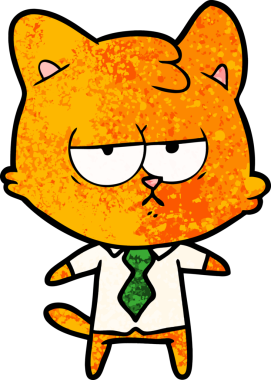 Bir insan tarafından çizilmiş sıkıcı çizgi film kedisi.