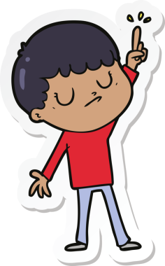 Bir insan tarafından çizilmiş huysuz bir çocuğun çıkartması.