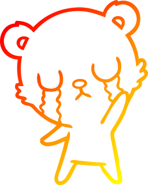 Bir insan tarafından çizilmiş, ağlayan bir ayının sıcak çizgi çizgisi.