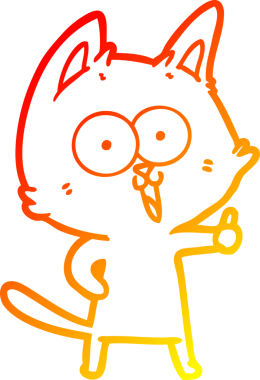 Bir insan tarafından çizilmiş komik bir çizgi film kedisinin sıcak çizgi çizimi