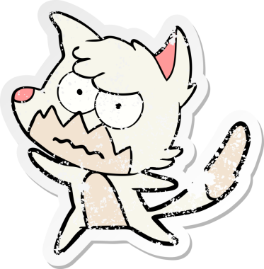 Bir insan tarafından çizilmiş, sıkıntılı bir çizgi film çıkartması.