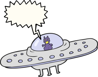 Bir insan tarafından çizilmiş serbest konuşma balonu uçan daire.