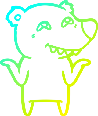 Bir insan tarafından çizilmiş dişleri gösteren bir kutup ayısının soğuk çizgi çizimi.