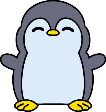 Bir insan tarafından çizilmiş küçük sevimli bir penguen çizimi.