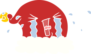 Bir insan tarafından çizilmiş yassı renkli çizgi film Noel şapkası.