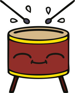 Bir insan tarafından çizilmiş şirin davul karikatürü.