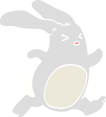 Bir insan tarafından çizilmiş düz renkli çizgi film tavşanı