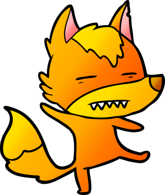 Bir insan tarafından çizilmiş tilki çizgi film karakteri