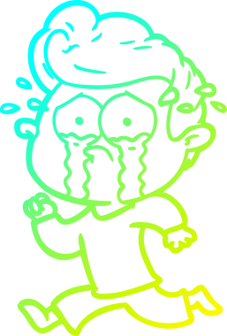 Bir insan tarafından çizilmiş ağlayan bir çizgi film karakteri.