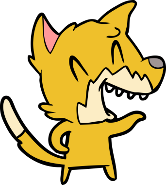 Bir insan tarafından çizilmiş gülen tilki çizgi filmi.