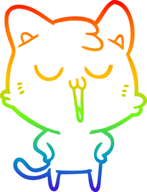 gökkuşağı gradyan çizgi çizimi bir insan tarafından çizilmiş bir çizgi film kedisi