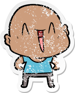 Bir insan tarafından çizilmiş mutlu, kel bir adamın sıkıntılı çıkartması.