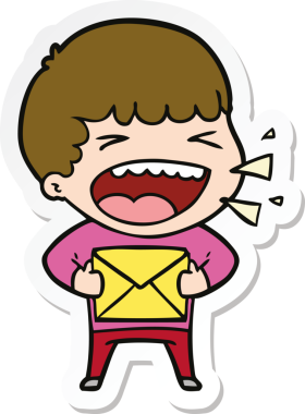 Bir insan tarafından çizilmiş bir karikatür çıkartması.