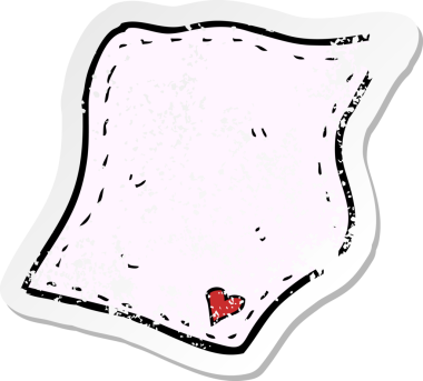 Bir insan tarafından çizilmiş bir karikatür mendilinin gerilimli çıkartması.