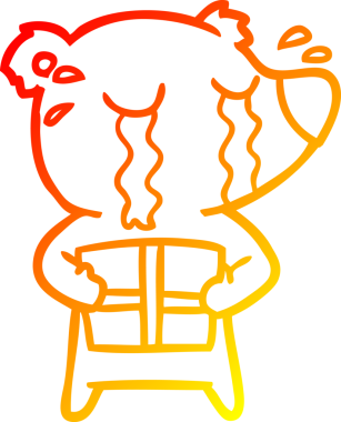 Bir insan tarafından çizilmiş, ağlayan bir ayının sıcak çizgi çizimi.