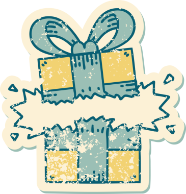 Bir insan tarafından çizilmiş bir hediyenin sembolik dövmeli görüntüsü