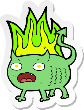 Bir insan tarafından çizilmiş küçük bir çizgi film çıkartması.