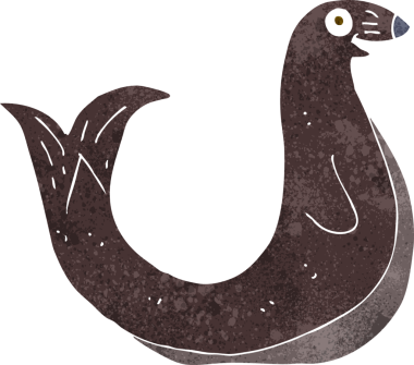 Bir insan tarafından çizilmiş mutlu bir fok.