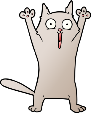 Bir insan tarafından çizilmiş mutlu bir kedi.