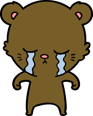 Bir insan tarafından çizilmiş ağlayan çizgi film ayısı.